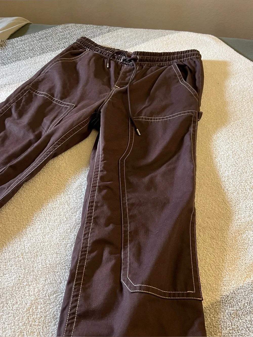 True Religion Vinny Ultra Baggy Carpenter Pants Brown Drawstring Men’s Size 34